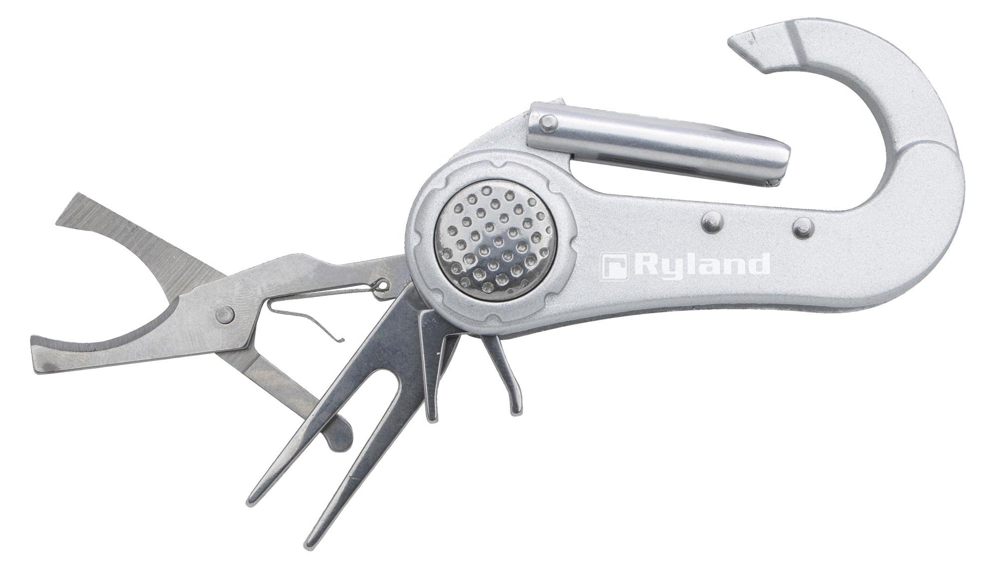 Front View of TOOL.62252.GOLF TOOL.CARABINER.SILVER Good Value™ Carabiner Golf Tool