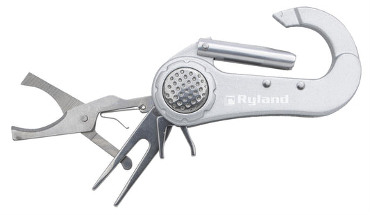 Front View of TOOL.62252.GOLF TOOL.CARABINER.SILVER Good Value™ Carabiner Golf Tool