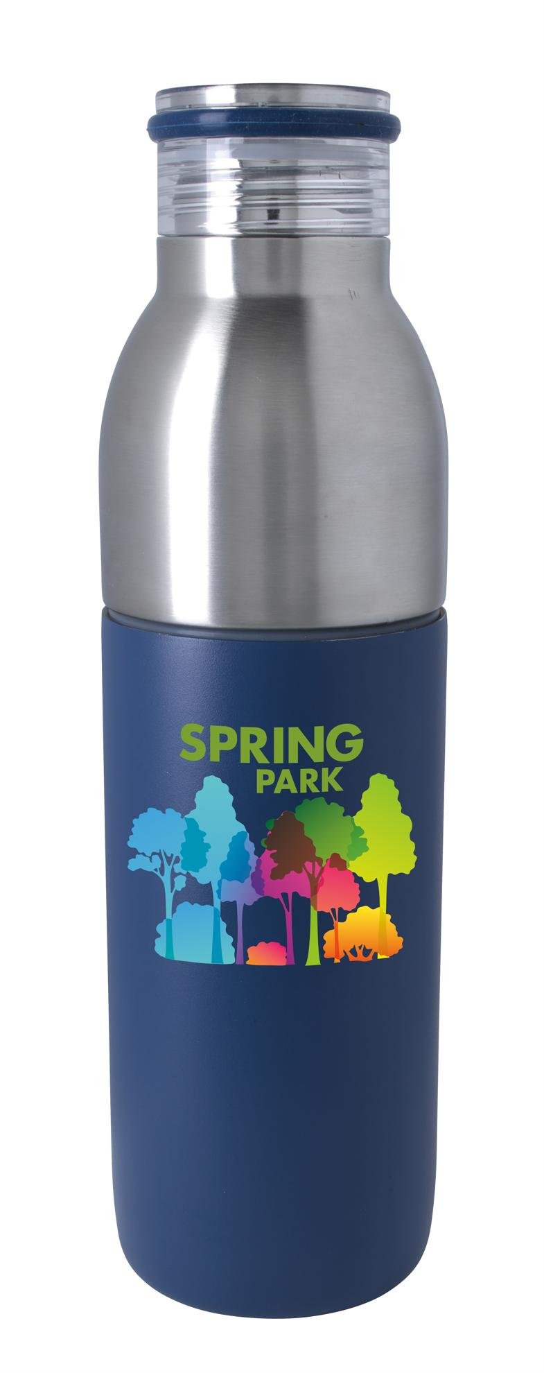 Front View of Matte Black Tumbler with Silver Bottle Good Value™ Active 2-in-1 Vacuum Bottle Tumbler - 22 oz.