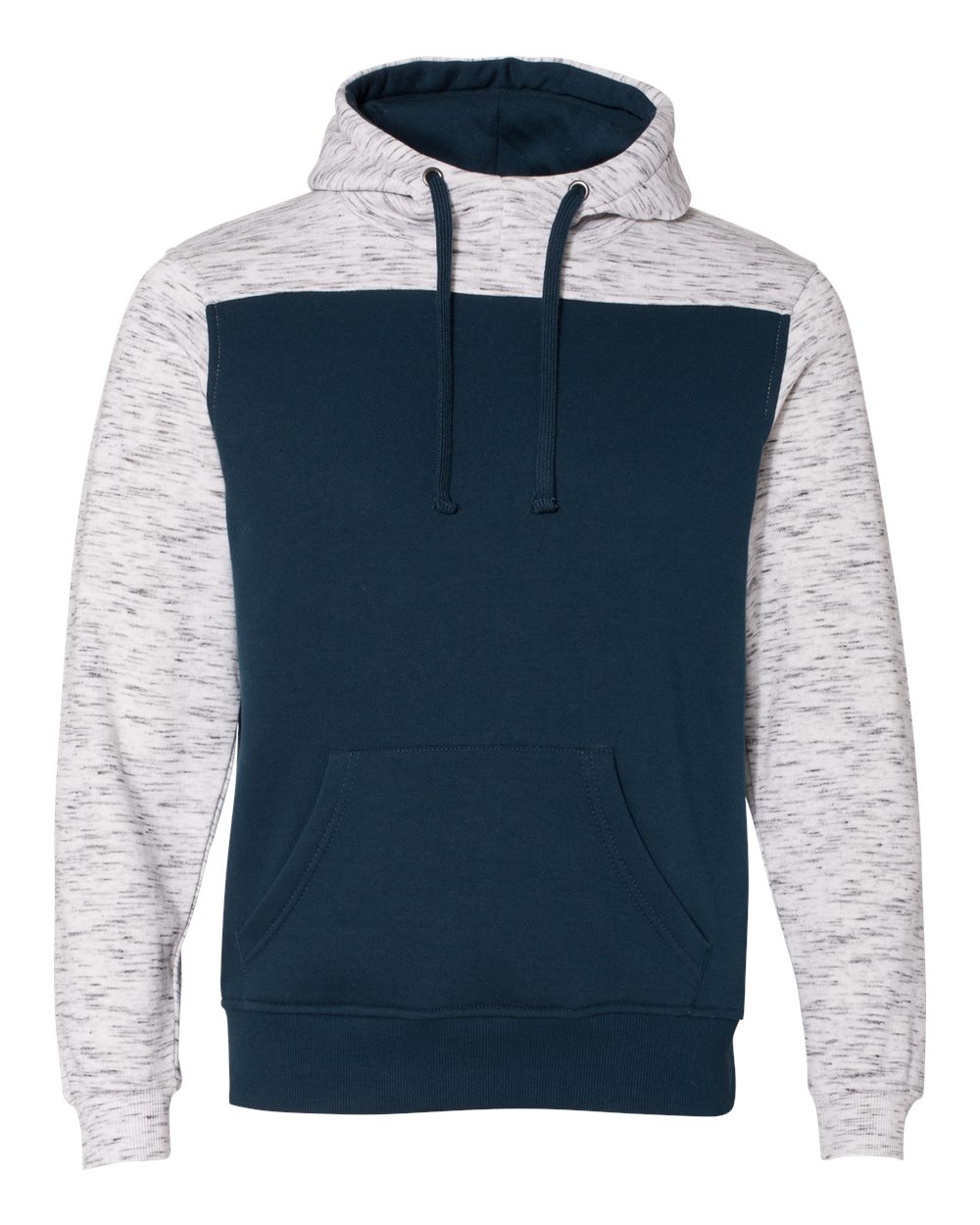 Men's Mélange Fleece Colorblocked Hooded Sweatshirt - 8676