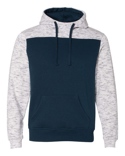 Men's Mélange Fleece Colorblocked Hooded Sweatshirt - 8676