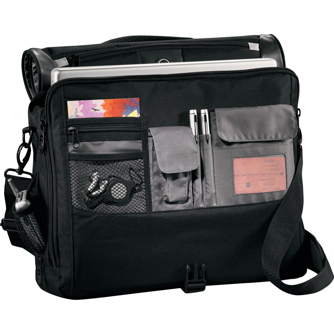 Front View of Black Slope 15" Computer Messenger Bag