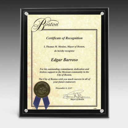 Certificate Holder Clear on Black - 8 1/2" x 11" Insert