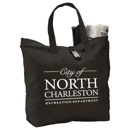 Black Canvas Zipper Tote Bag