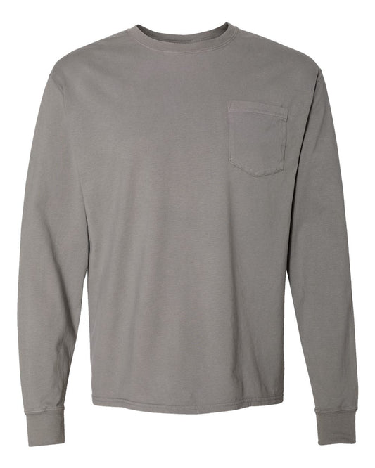 Unisex Garment-Dyed Long Sleeve T-Shirt With a Pocket - GDH250