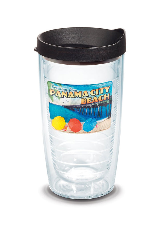 Front View of Black Tervis® Classic Tumbler Enhanced Embroidered Emblem - 16 oz.
