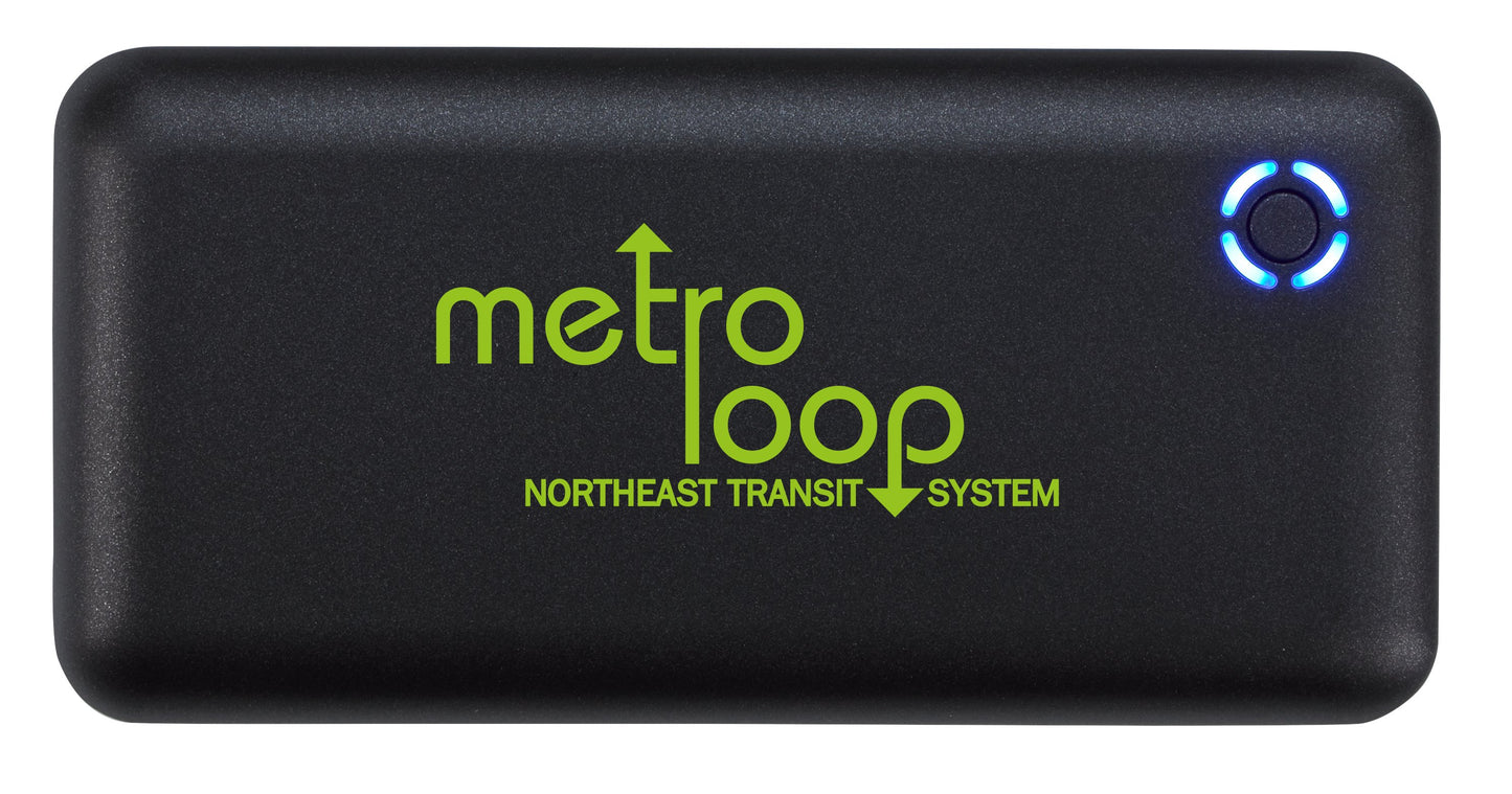 Front View of Black Charge Wave Wireless Power Bank 10,000 mAh