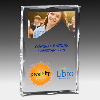 Laser Engraved Scalloped Edge Rectangular Acrylic Paperweight Award (4"x 6"x 1")