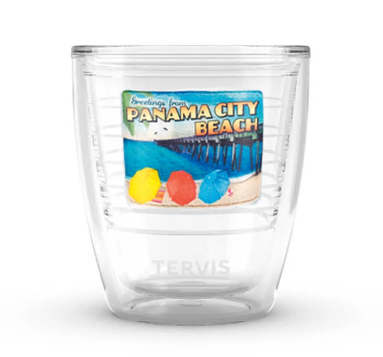 Front View of Clear Tervis® Classic Tumbler Enhanced Embroidered Emblem - 12 oz.