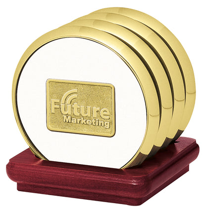 JAFFA® Four Coasters with Solid Cherry Stand