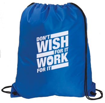 Front View of Royal/Black Large Drawstring Sport Pack