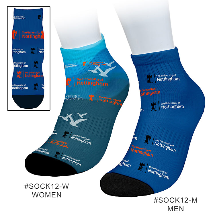 "SPORTY" Color Sublimation Low-Cut Ankle Crew Socks in Men’s & Women’s Size (SOCK12-M Men / SOCK12-W