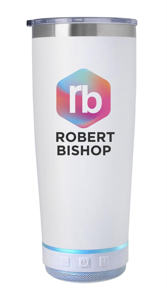 Front View of Black Good Value™ Tumbler with Wireless Speaker - 20 oz.