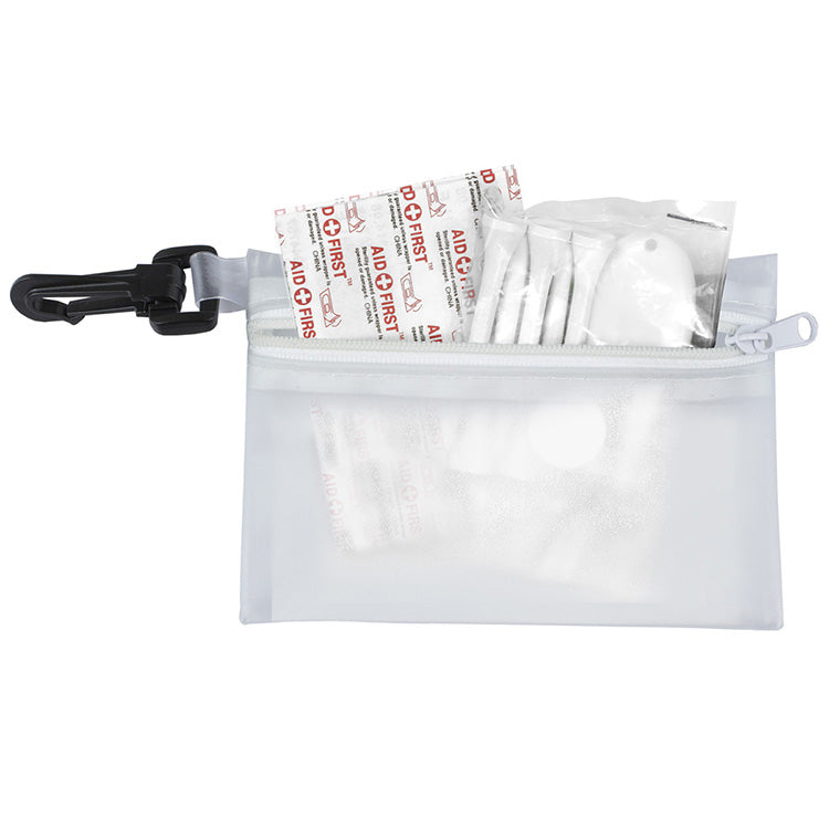 "FAIRWAY 12" 12 Piece Healthy Living Sun Kit Components inserted into Translucent Zipper Pack with C