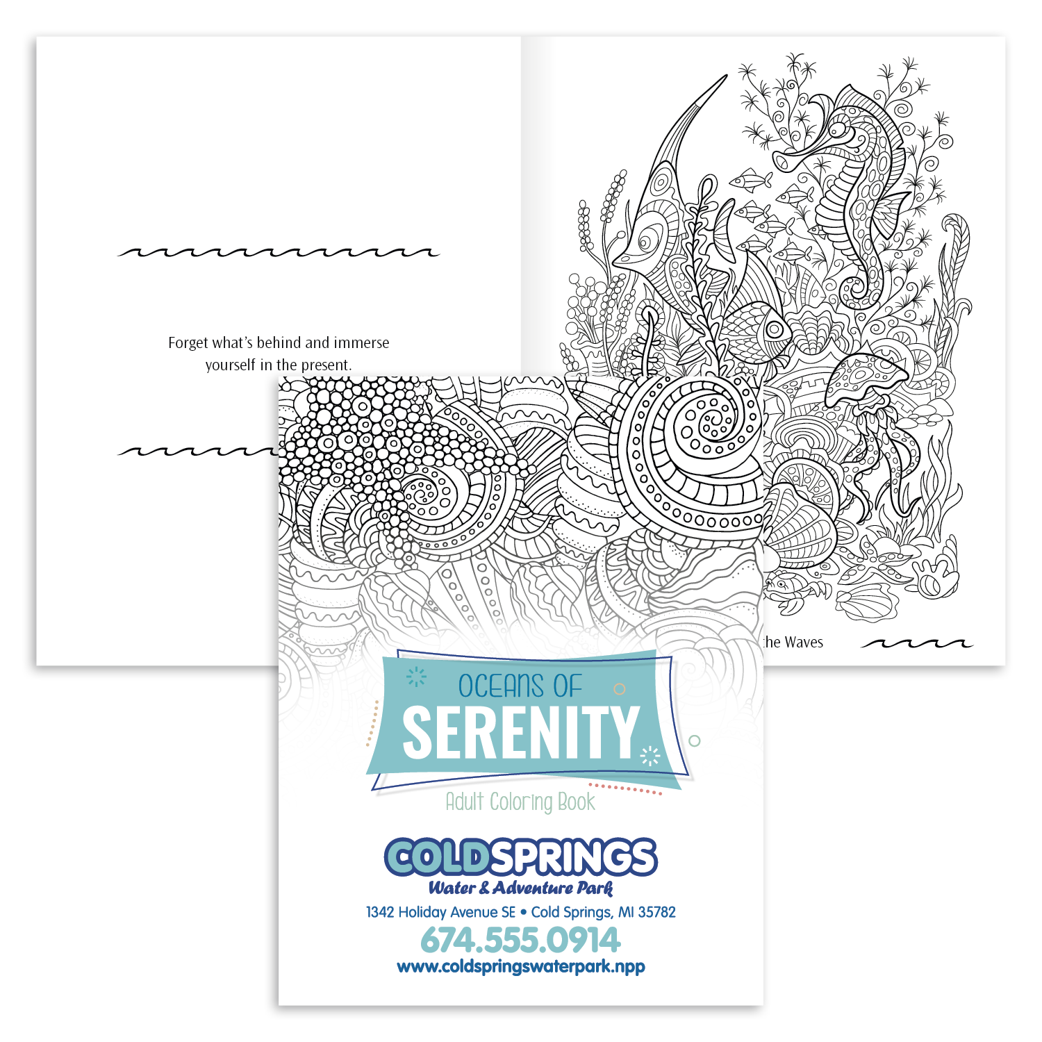 Front View of Oceans of Serenity Good Value™ Oceans of Serenity Adult Coloring Book