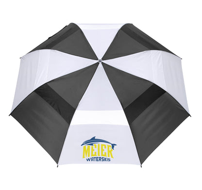 Front View of Black Shed Rain™ Windjammer® 58" Vented Wooden-Handled Auto-Open Jumbo Compact Umbrella