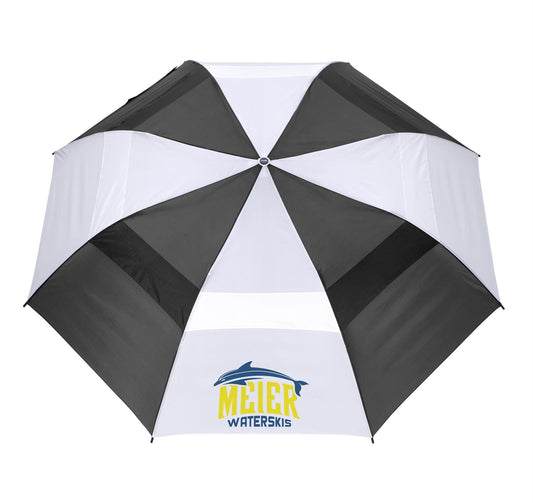 Front View of Black Shed Rain™ Windjammer® 58" Vented Wooden-Handled Auto-Open Jumbo Compact Umbrella