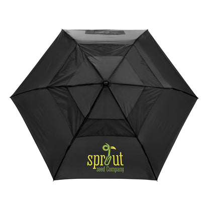 Front View of Black Shed Rain™ ShedRays® Windjammer® 42" Vented Auto-Open/Close Compact Umbrella