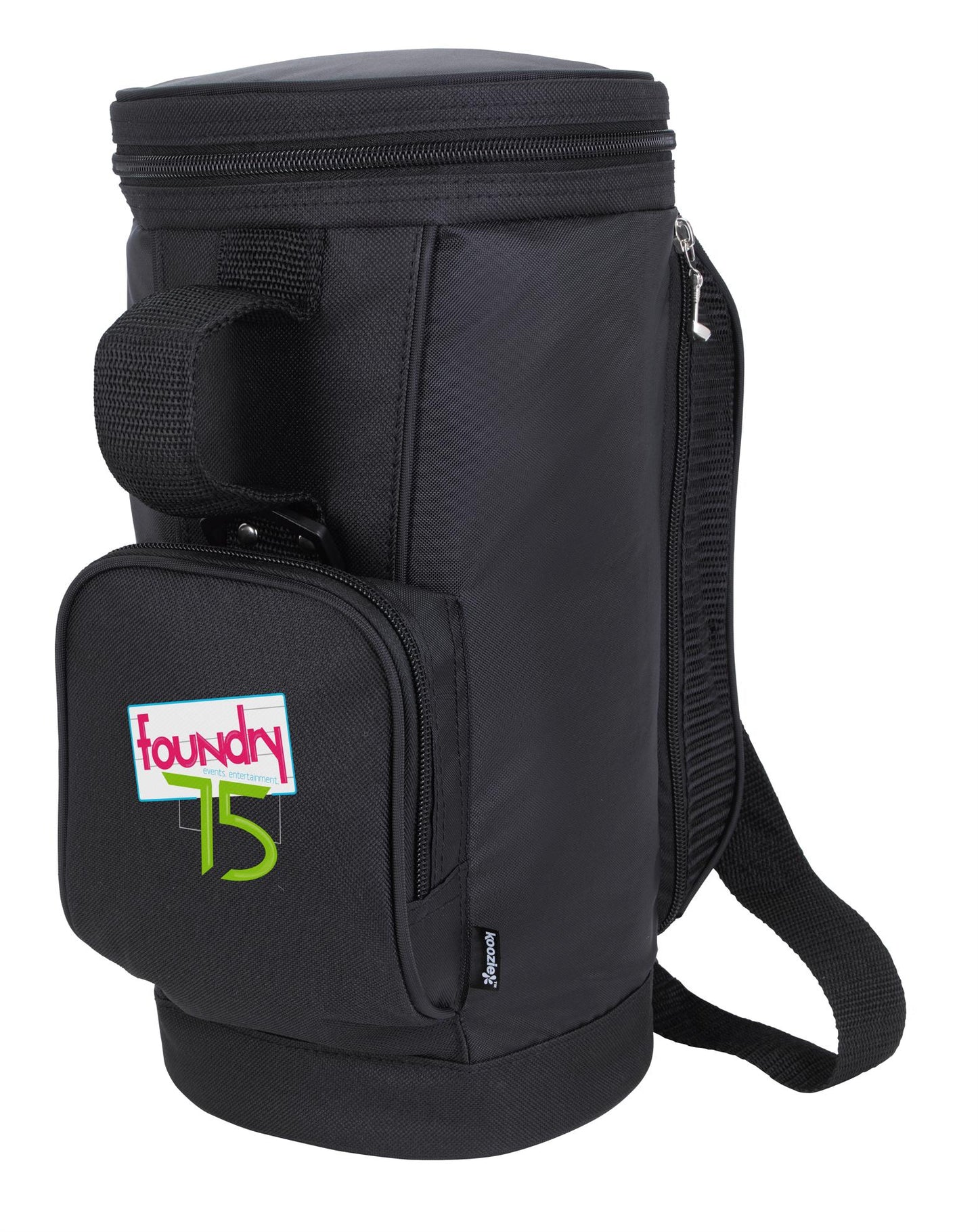 Front View of BAG.61181.COOLER.GOLF BACK NINE.BLACK Koozie® Golf Back Nine Cooler