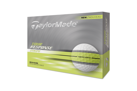 TaylorMade Tour Response Stripe Golf Balls - White/Neon Yellow