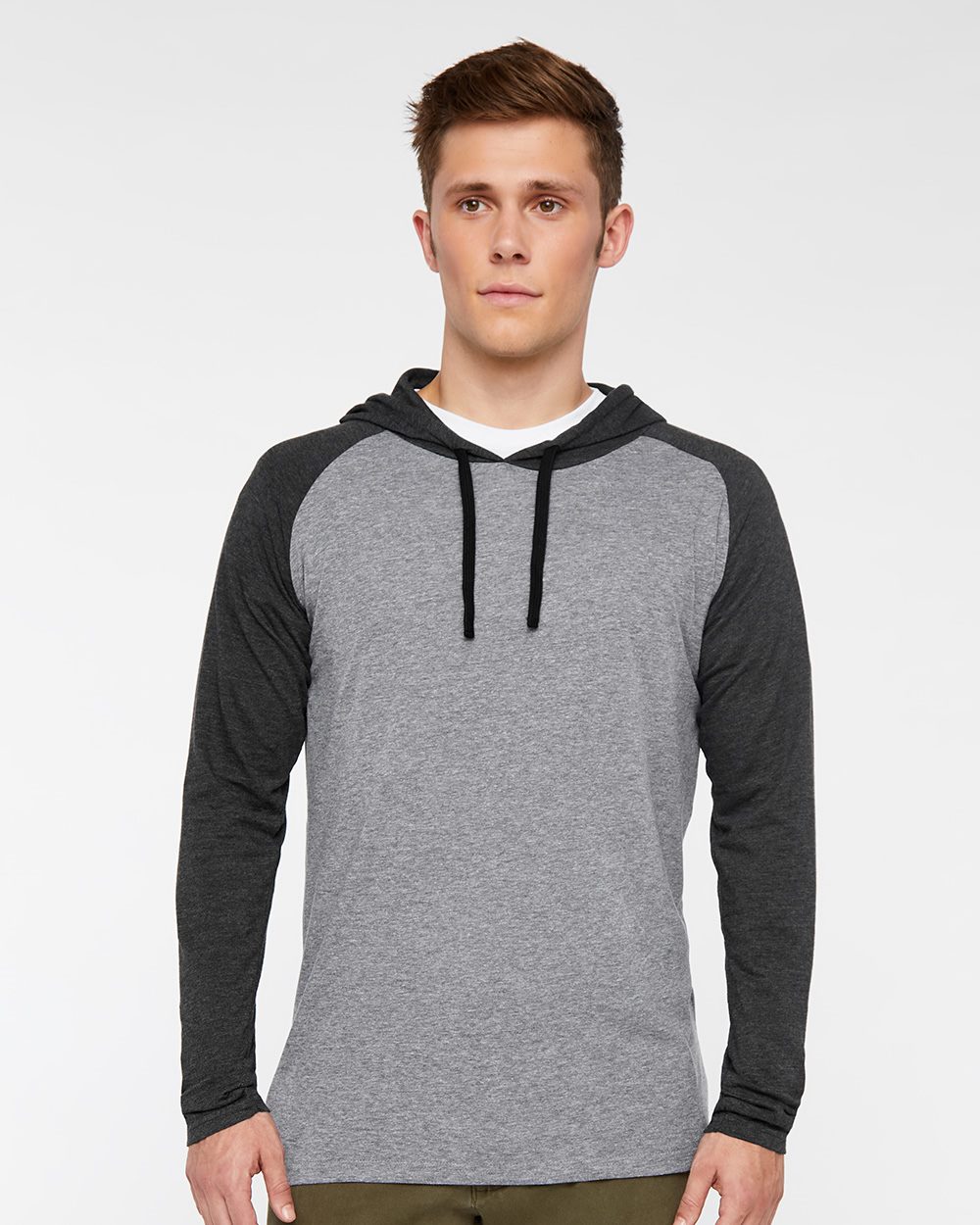 Men's Fine Jersey Hooded Long Sleeve Raglan T-Shirt - 6917