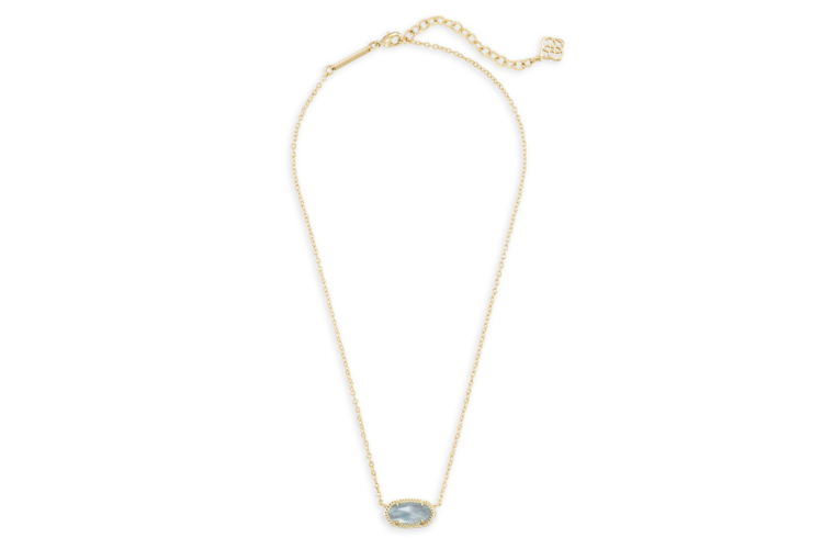 Kendra Scott Elisa Gold Pendant Necklace in Light Blue Illusion