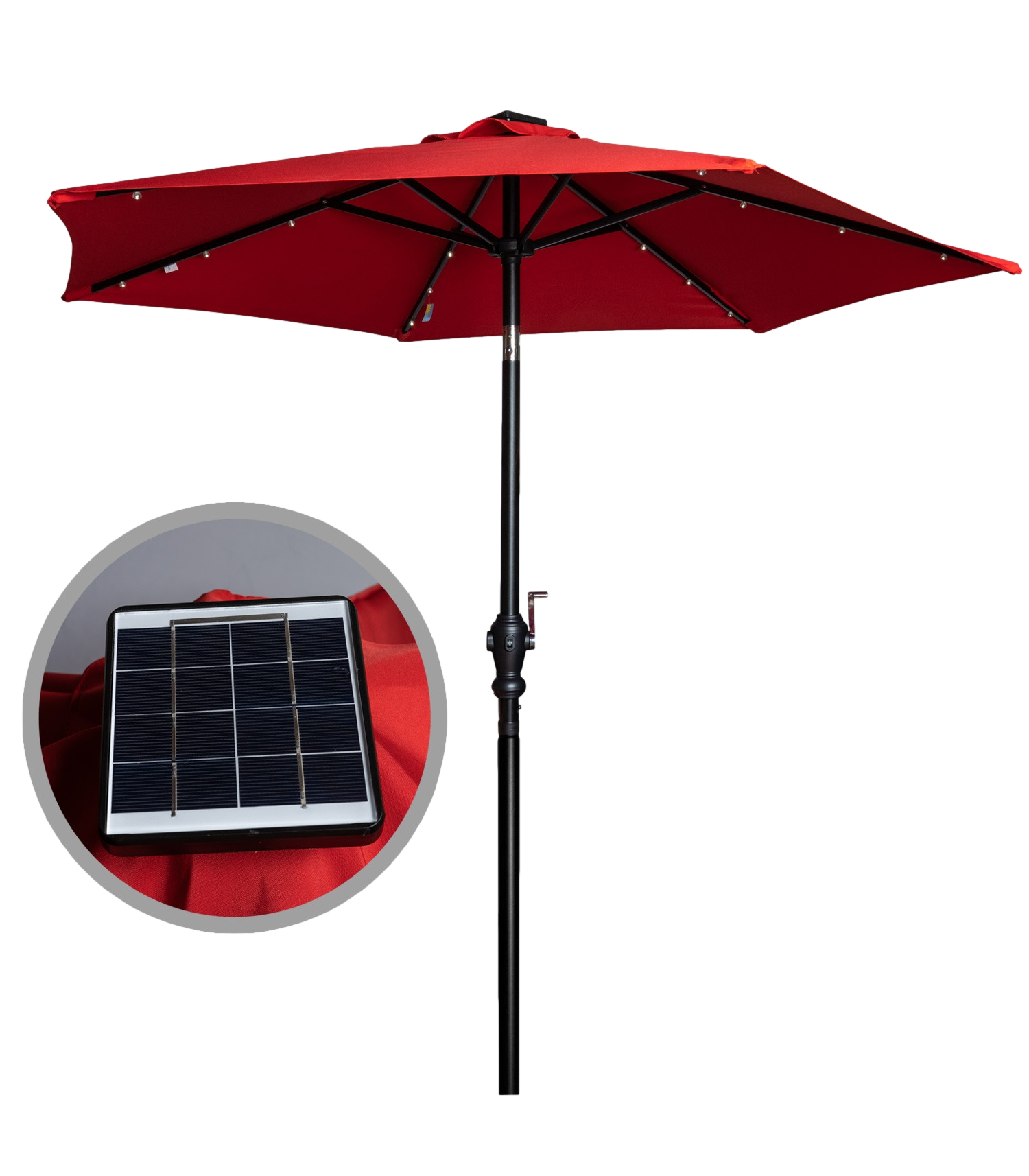 Black 7' LED Market Umbrella
