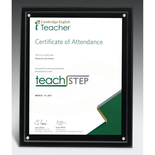 Magnetic Certificate Holder - Clear on Black - 8 1/2" x 11" Insert