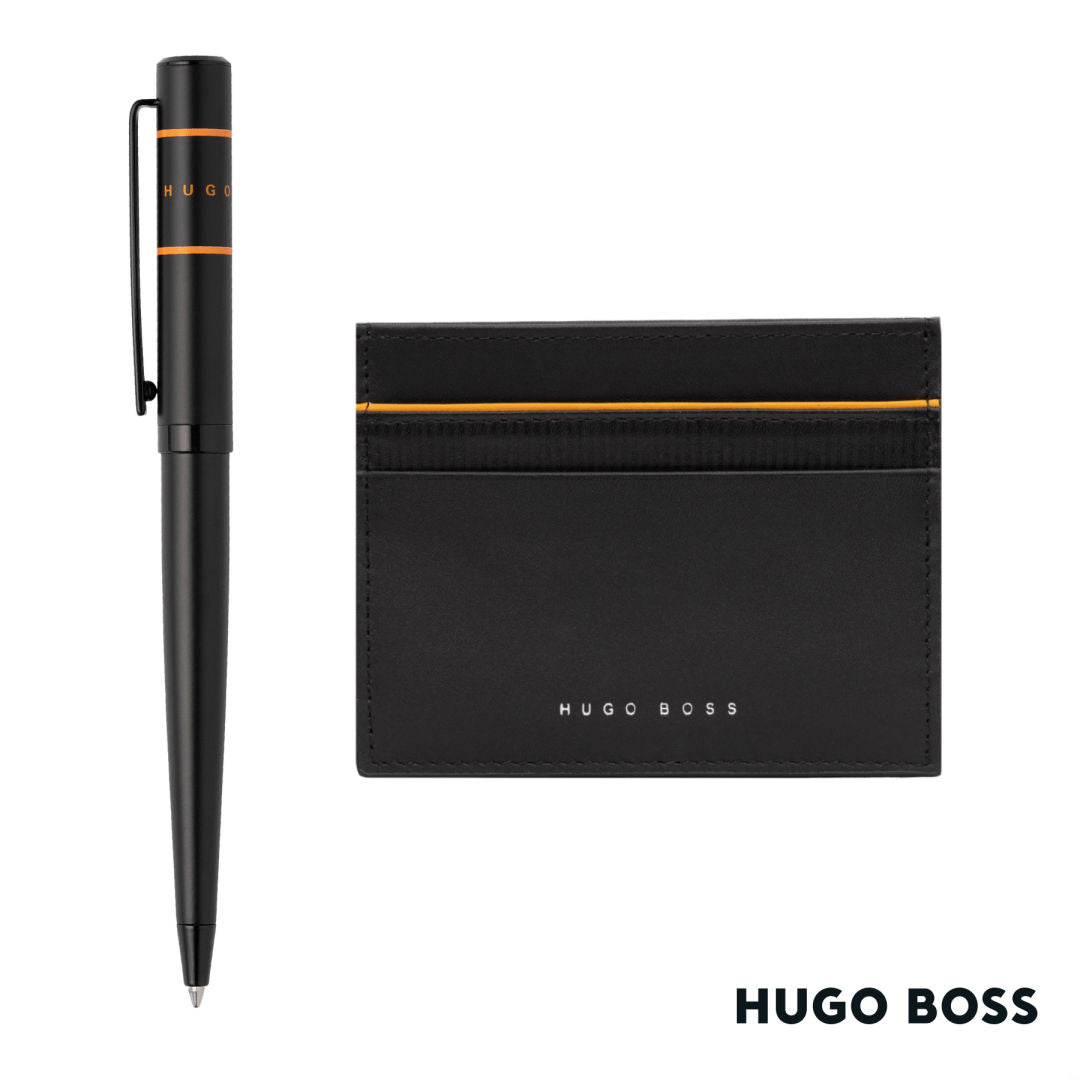 Hugo Boss® Gear Card Holder/Ribbon Matrix Ballpoint Pen