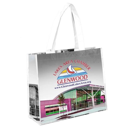 12-3/4"H x 15"W x 6”Gusset - "MARGARET" Non-Woven Full Color Laminated Wrap Carry All Tote