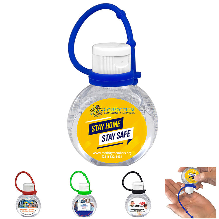 "Santiago" 1 oz.Hand Sanitizer Antibacterial Gel with Adjustable Silicone Carry Strap- Full Color