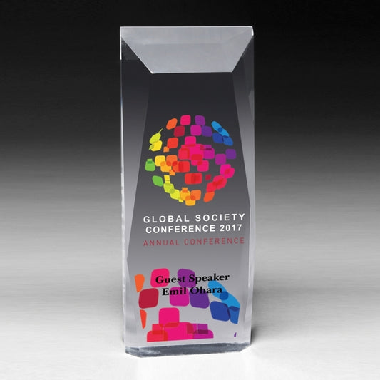 Laser Engraved Faceted Obelisk Award - 9 3/4"