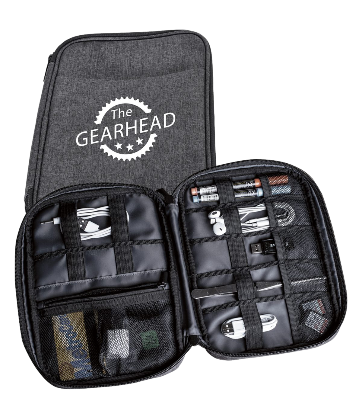 Gray Zippered Tech Organizer Carrying Case