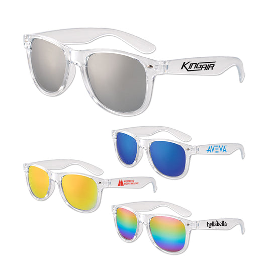 Silver Clear Iconic Frame Mirror Lens Sunglasses