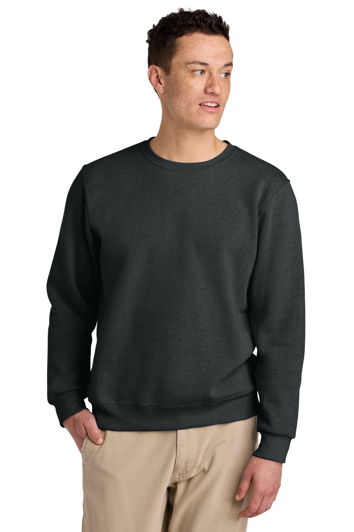 SanMar 701M_blackinkheather_model_front.jpg