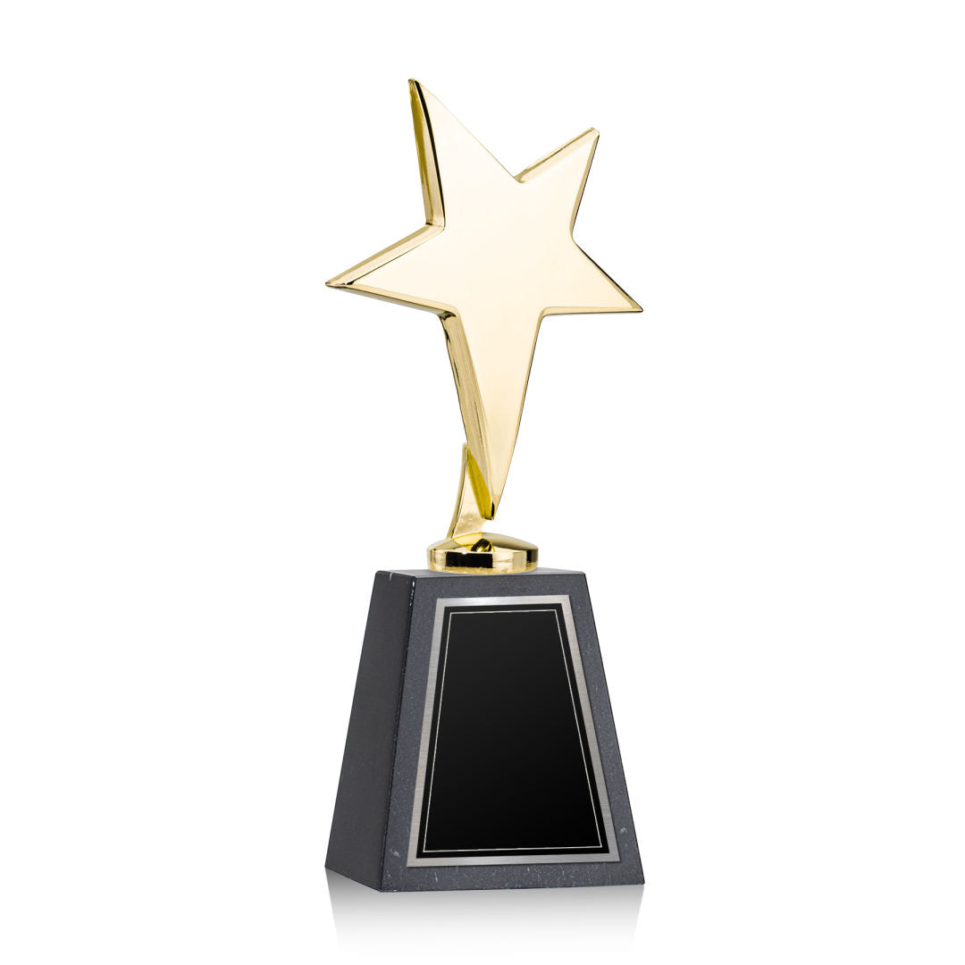Tuscany Gold Star on Tall Marble Base - Black