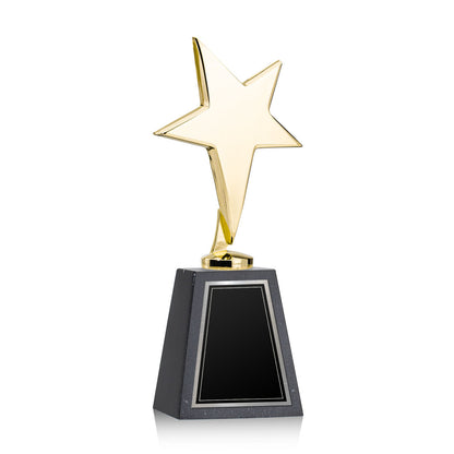 Tuscany Gold Star on Tall Marble Base - Black