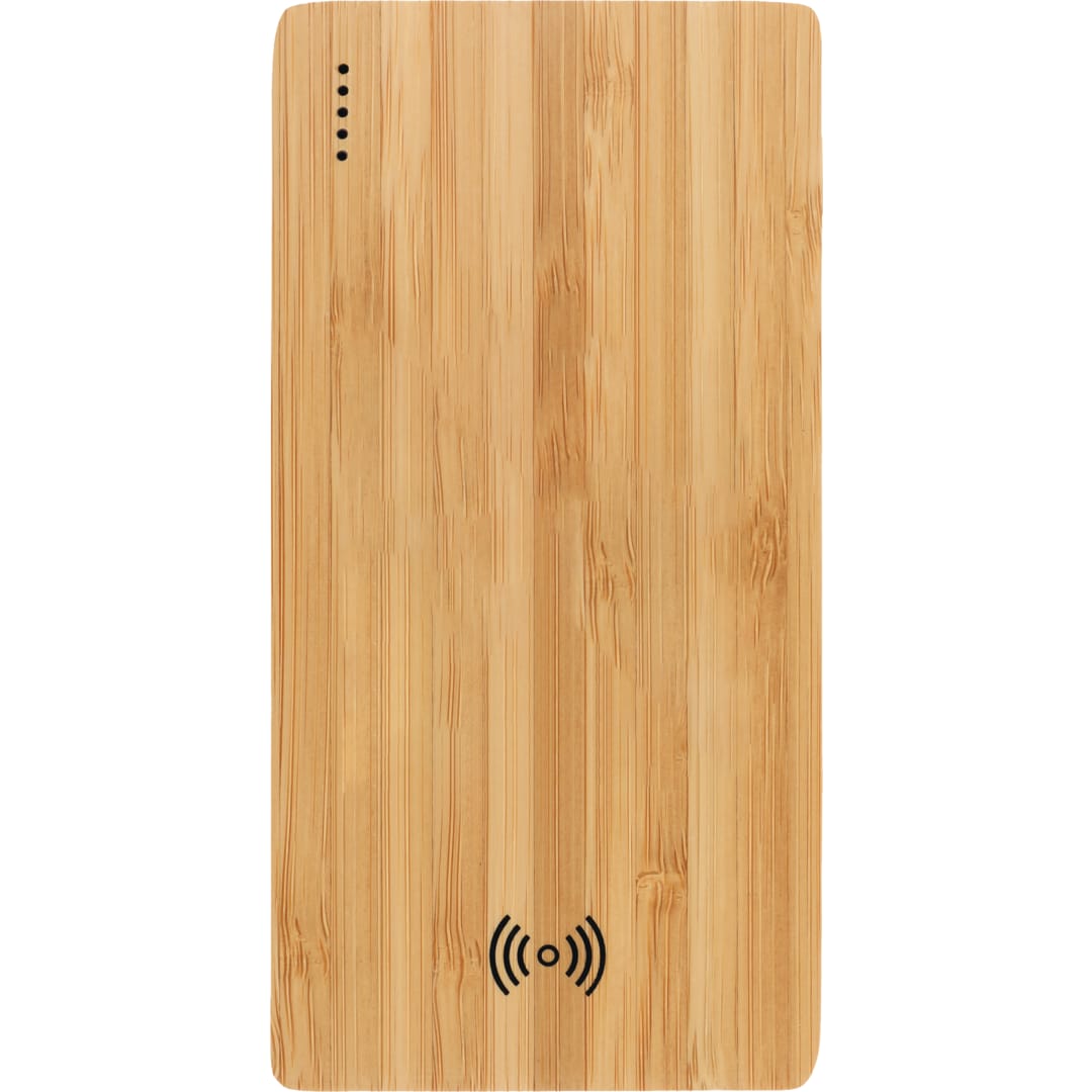 Front View of Brown FSC® 100% Bamboo 5000 mAh Wireless Power Bank