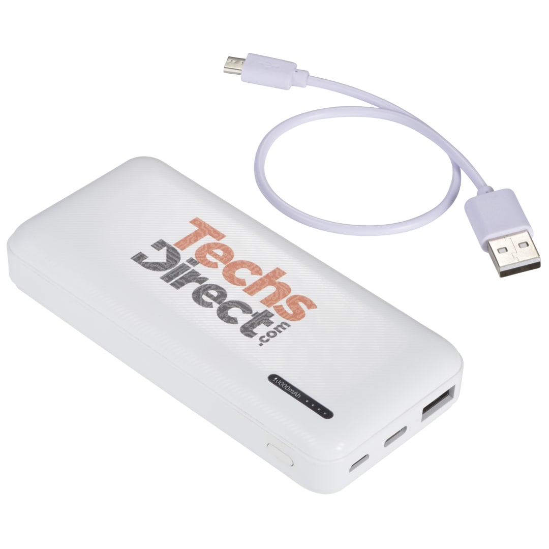Front View of White Zodiac High Density 10000 mAh Power Bank