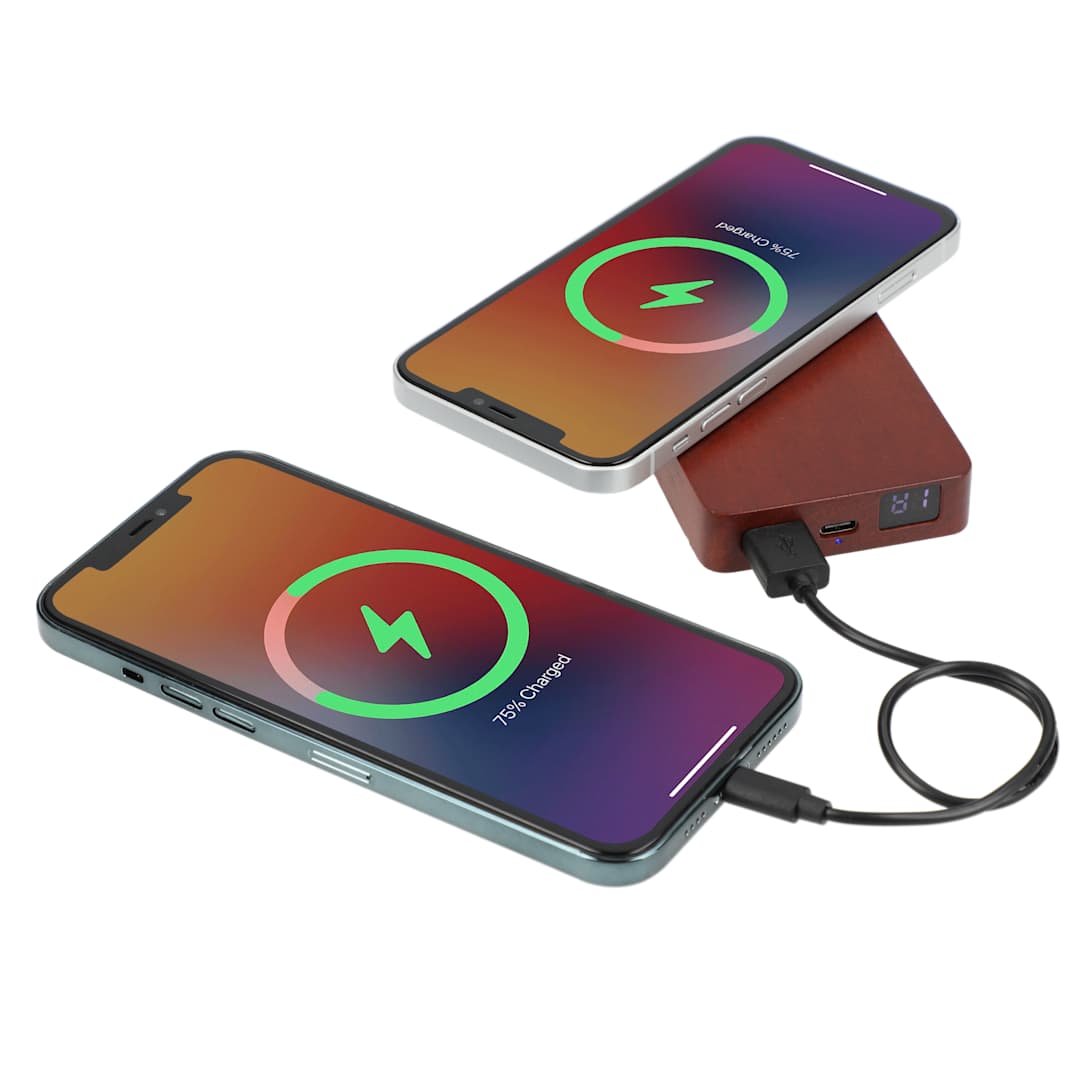 Right View of Brown FSC® 100% Wood MagClick™ Fast Wireless Power Bank