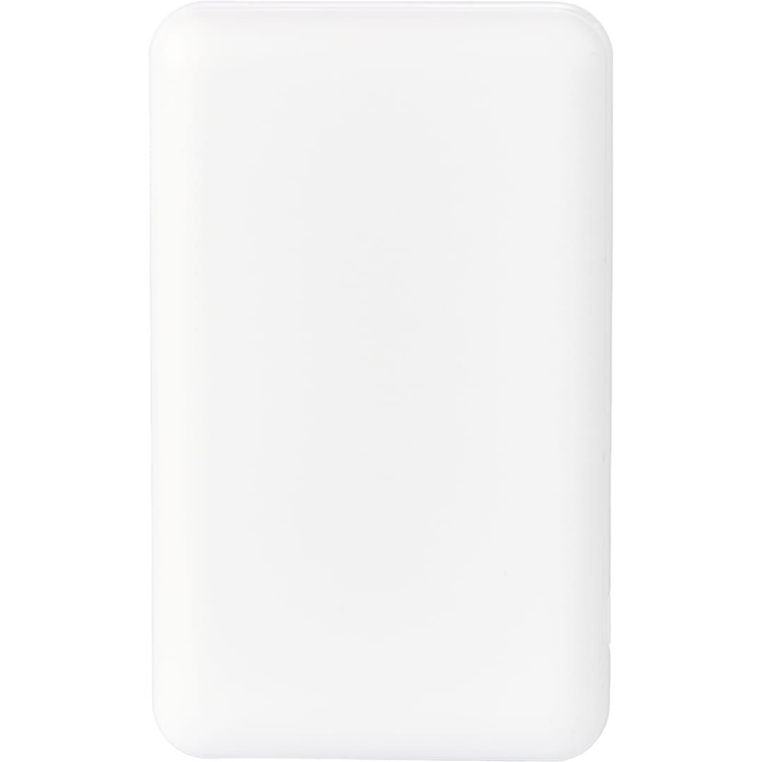Front View of White UL Listed Connect 5000 mAh Wireless Power Bank