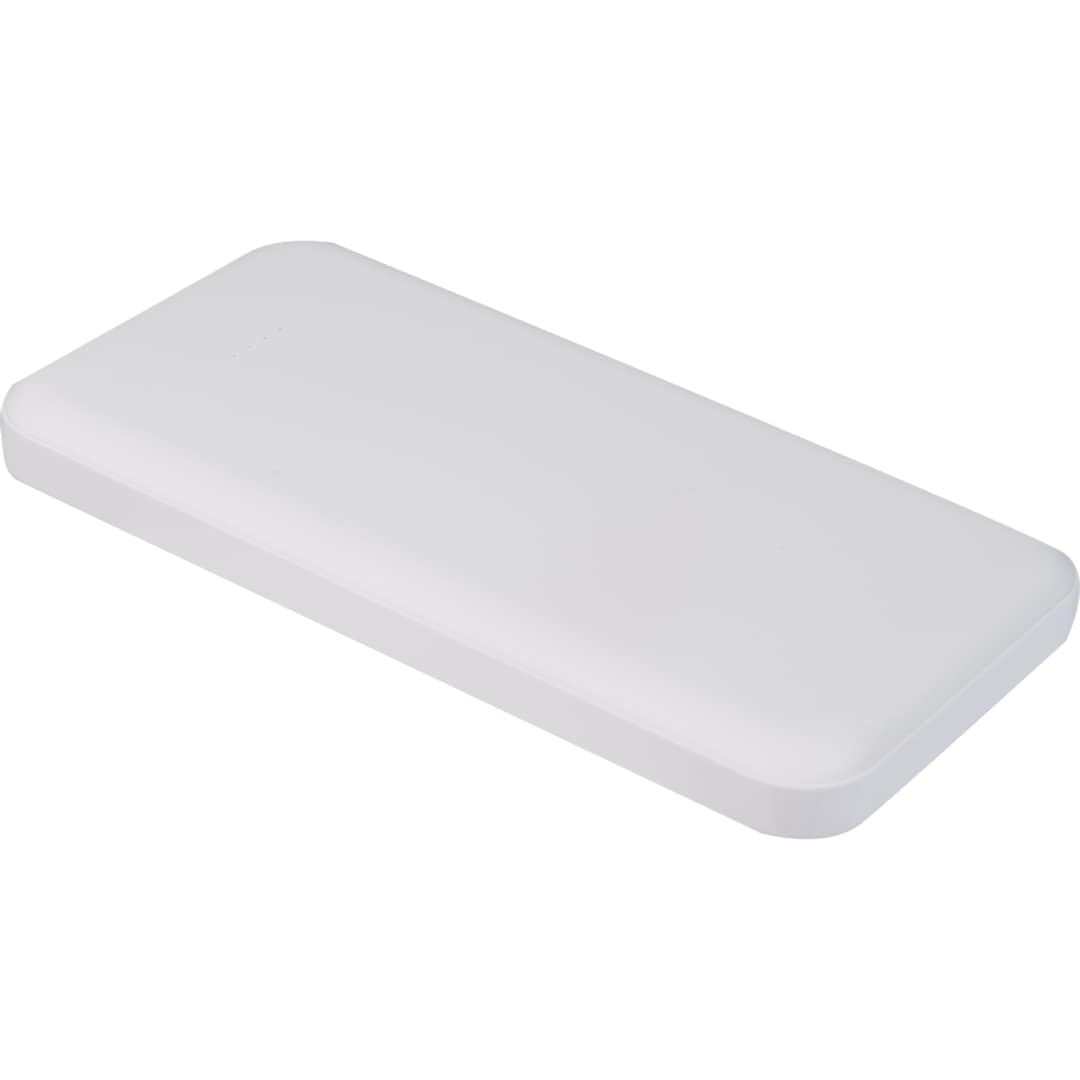 Front View of White UL Listed 5,000 mAh Power Bank with Multi-Cables