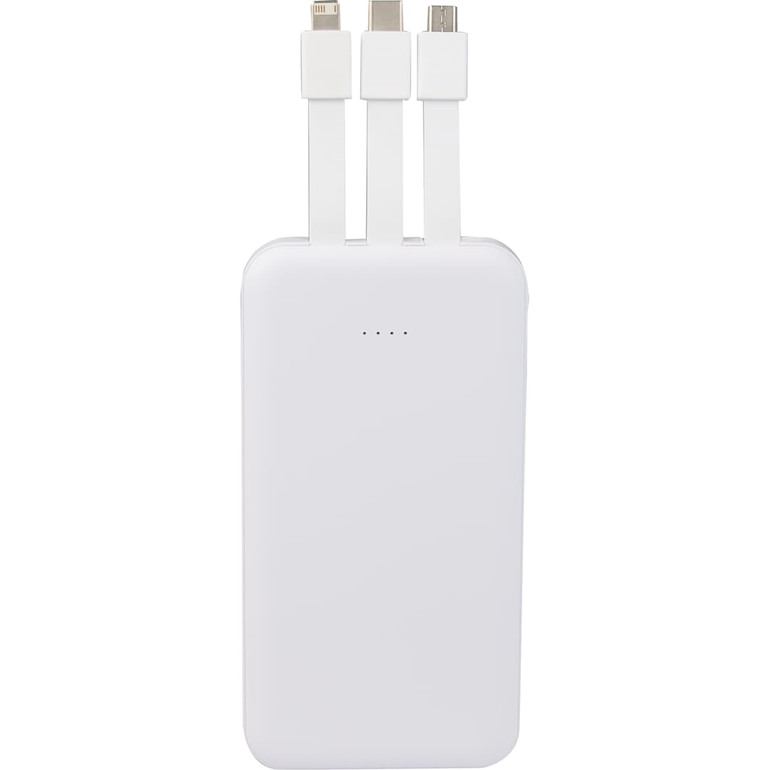 UL Listed 5,000 mAh Power Bank with Multi-Cables