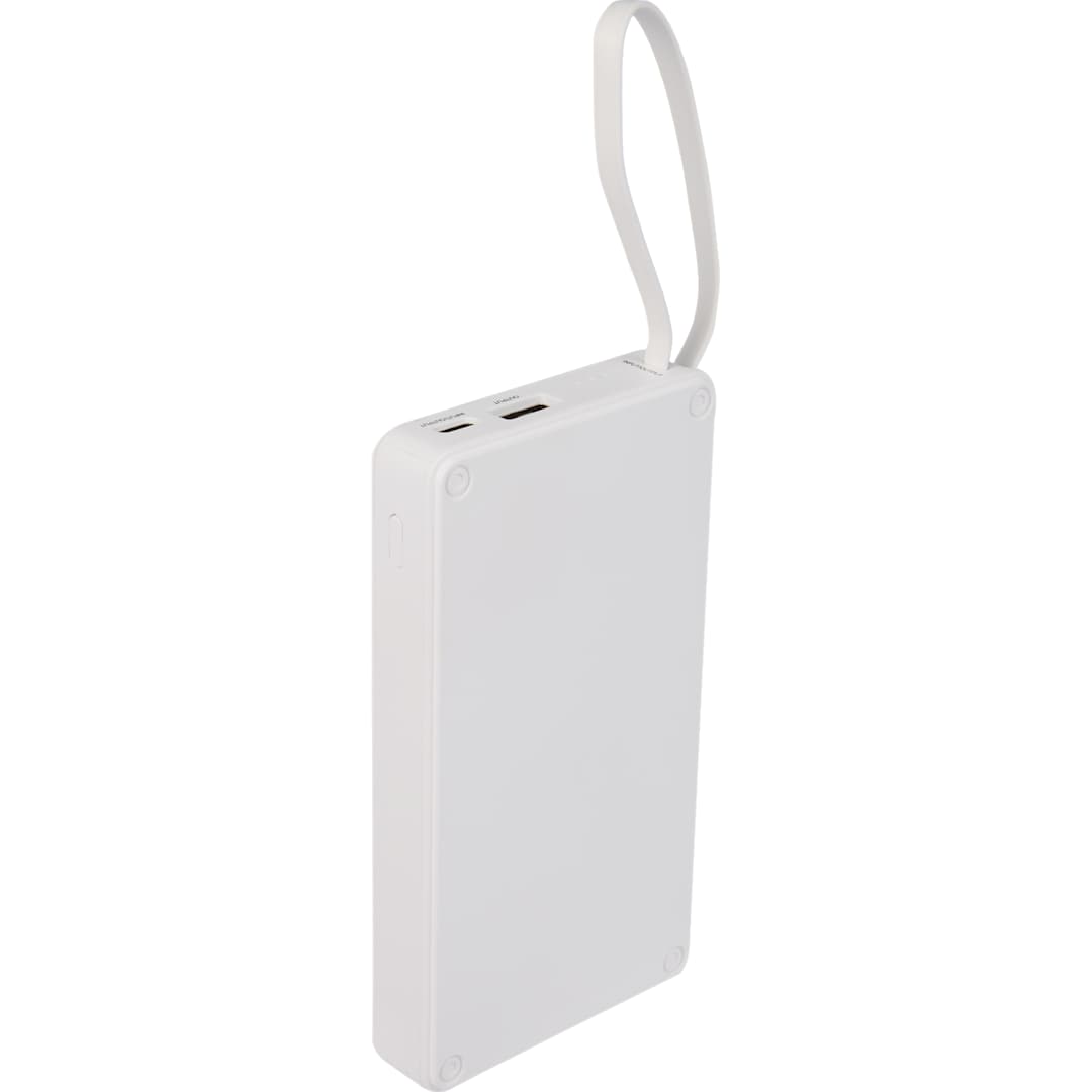 Front View of White Pure Power 10,000 mAh 35W PD Power Bank
