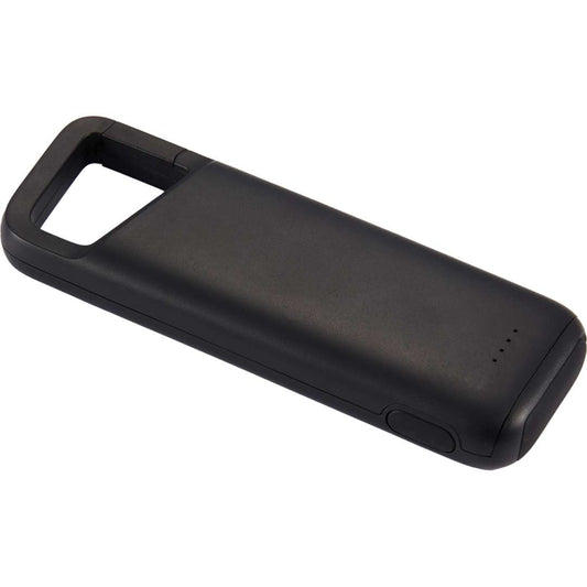 Front View of Black Clip Clap Water Resistant 5000 mAh Power Bank