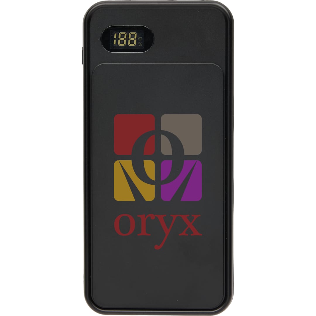 Front View of Black UL Listed 10000 mAh 20W Digital Display PowerBank