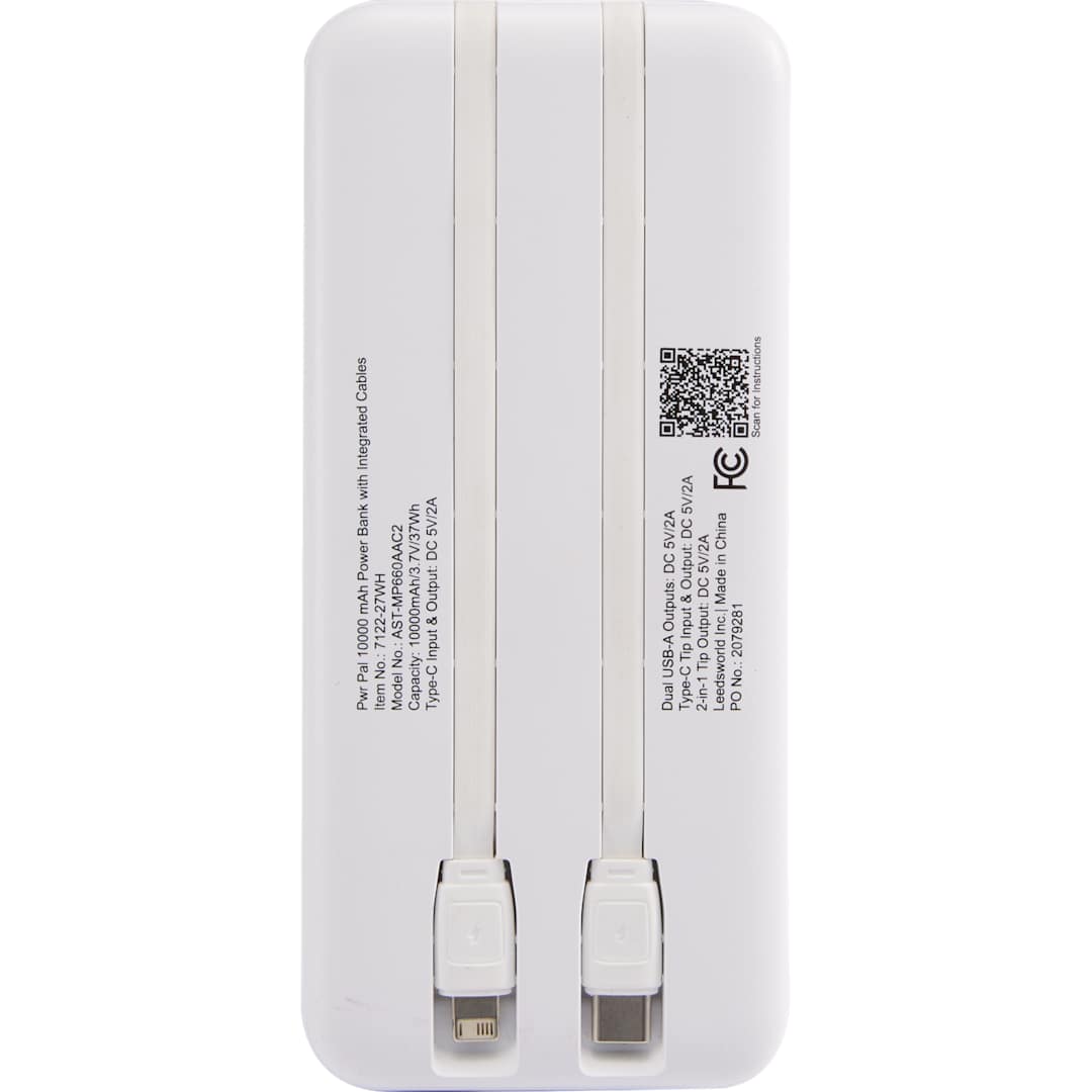 Pwr Pal 10000 mAh Power Bank with Integrated Cable