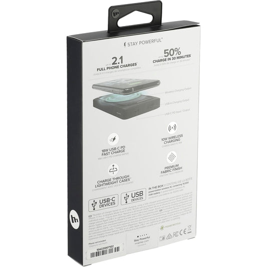 Front View of Black mophie® Powerstation Wireless XL with PD Powerbank