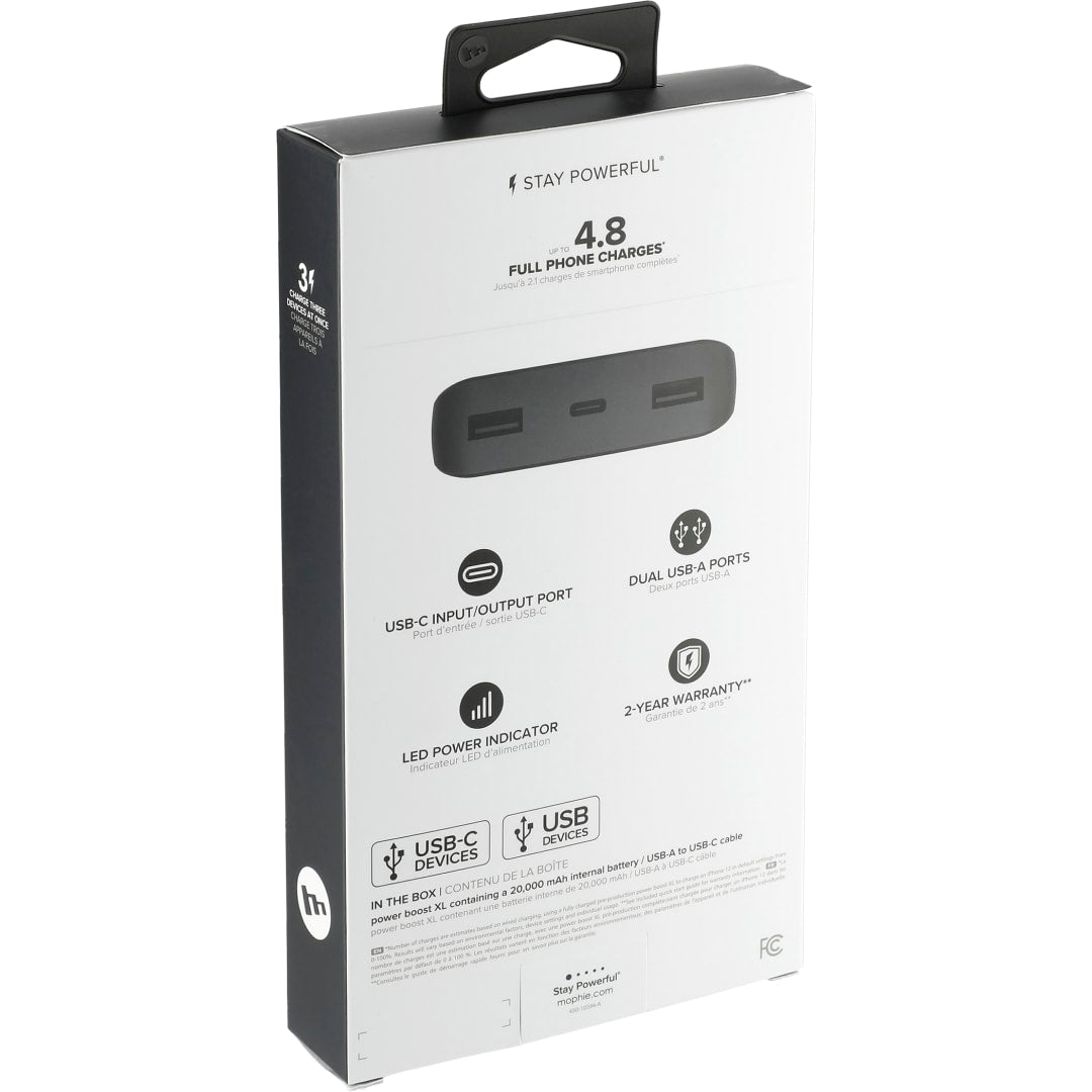 Black mophie® Power Boost 20,000 mAh Power Bank