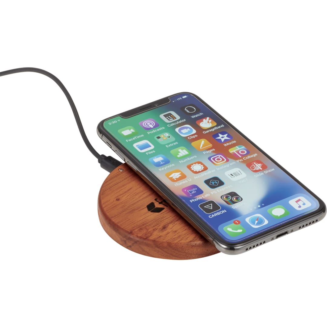 Front View of Brown FSC® 100% Wood Wireless Charging Pad